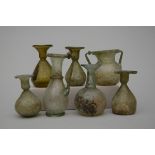 Lot: 7 glass vases Roman (?) (from 7.5 to 11cm)