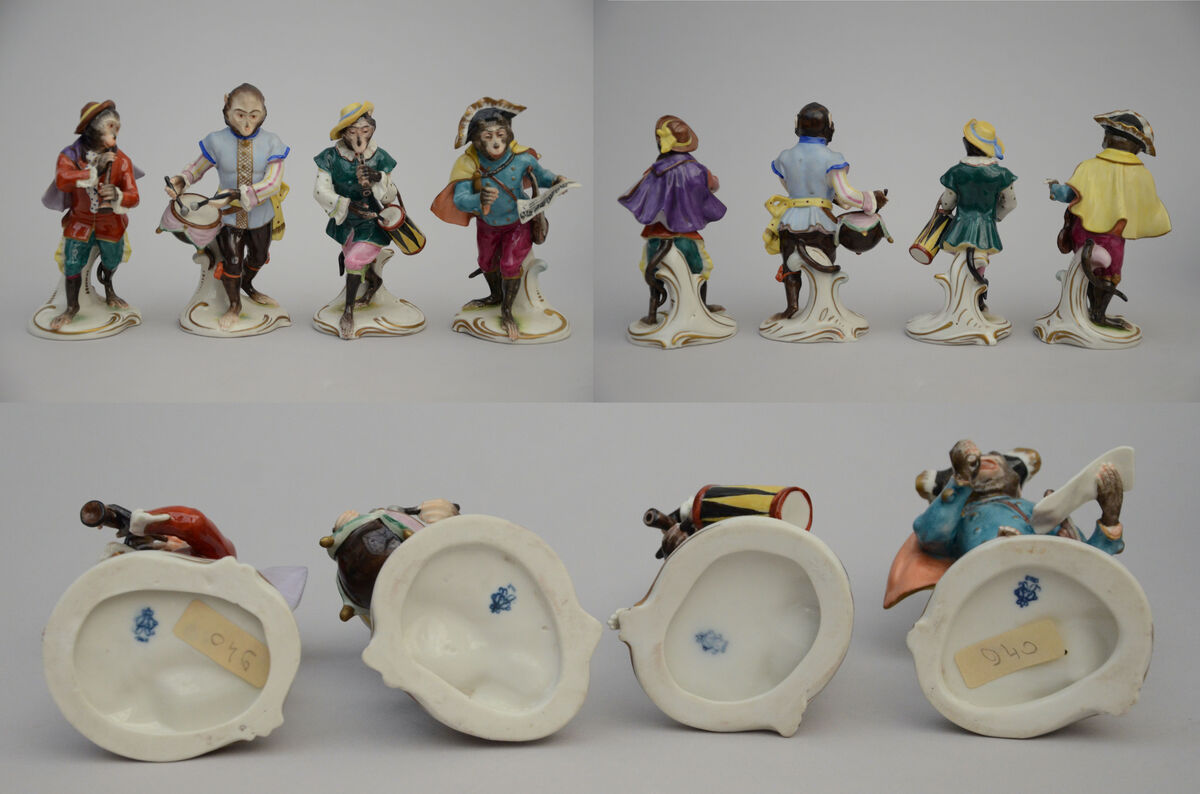 Lot: 19 porcelain statues 'monkey orchestra' (h 10.5cm - 13cm) (*) - Bild 4 aus 5