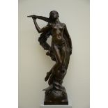 Drouot Edward: large bronze statue 'la nuit' (h92x46x29cm)