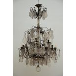 A large chandelier with crystal plaques (h130 dia70cm) (*)