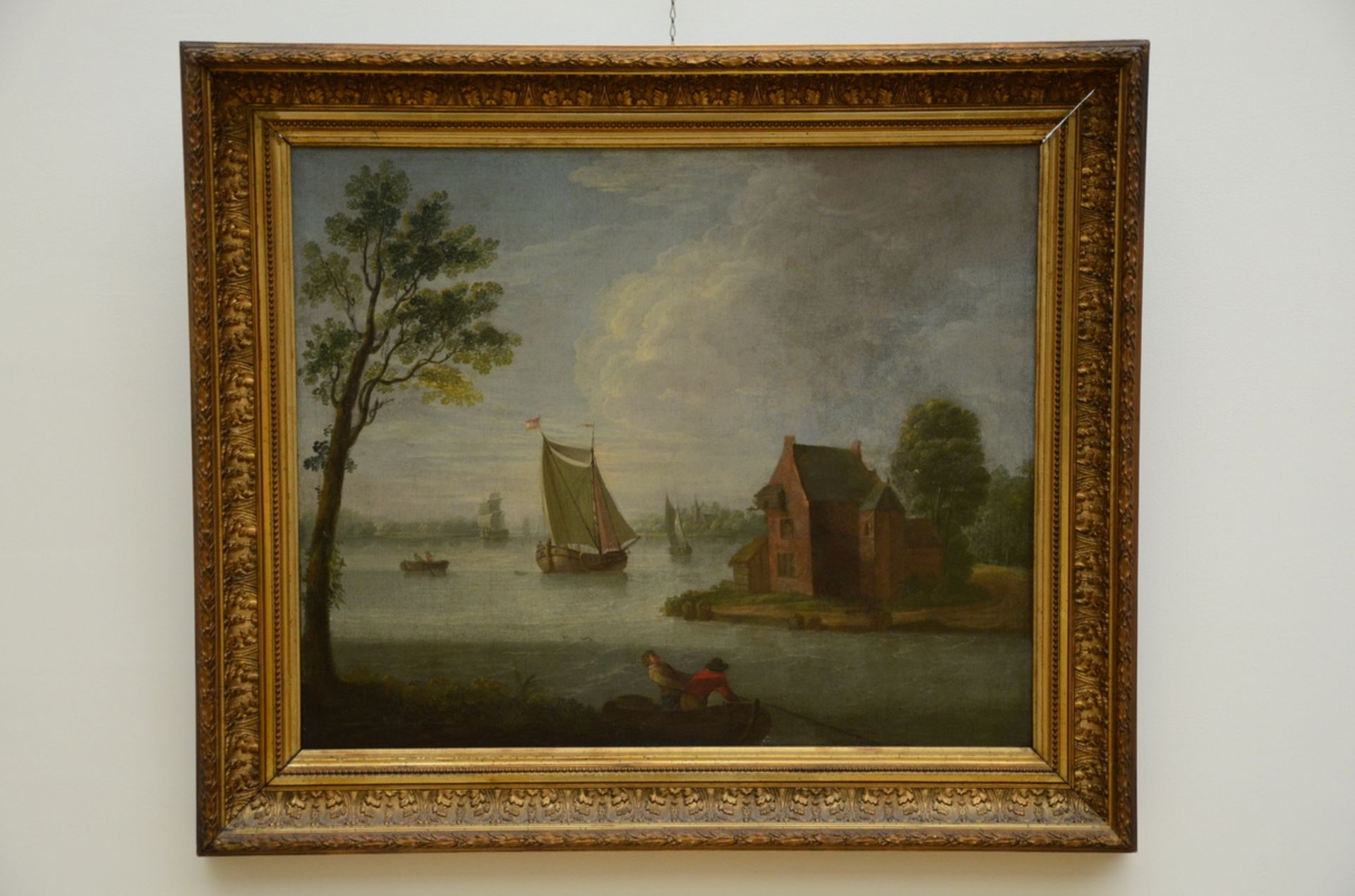 Anonymous (17th-18th century): painting (o/c) 'view of a river' (66x78cm) - Image 2 of 5