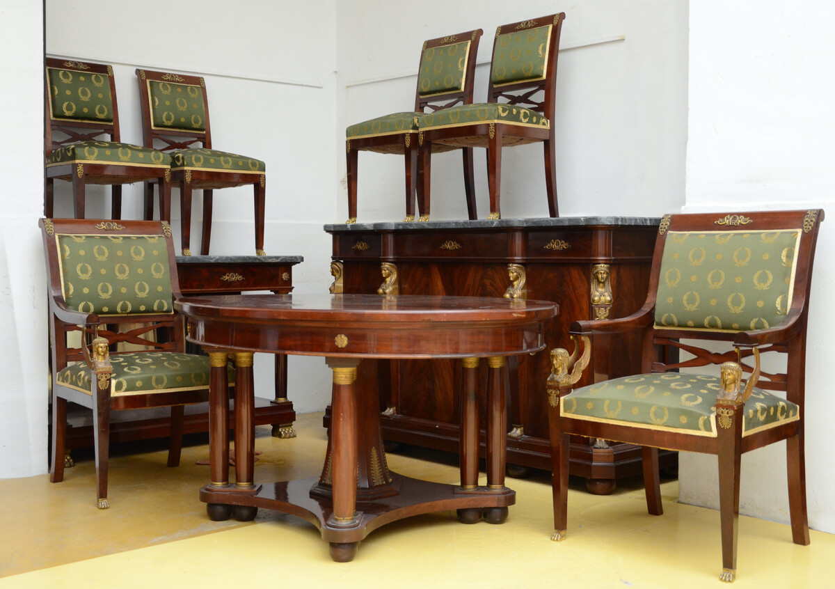 A fine mahogany and gilt bronze dining set Empire style