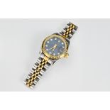 Rolex Datejust Ladies Diamond Bezel Stainless Steel and 18k Gold Watch, case diameter 26 mm,