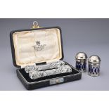 A set of antique crystal knife rests in original box, Cross Bros, ltd. Together with silver plated