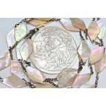 A CHINESE MOTHER-OF-PEARL NECKLACE. Diamond shaped pieces engraved with auspicious 'Shou' and 'Fu'