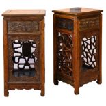 PAIR OF CHINESE JARDINÈRE STANDS, 19/20TH CENTURY. Each with rectangular tops and single drawer with