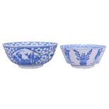 TWO CHINESE BLUE AND WHITE PORCELAIN BOWLS, 19TH CENTURY. To include a rounded bowl decorated with