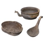 GROUP OF CHINESE GREY POTTERY ITEMS, WARRING STATES / HAN DYNASTY. To include a grey pottery