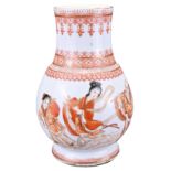 A CHINESE HU-FORM PORCELAIN VASE, 20TH CENTURY. Decorated in iron-red and gilt with Immortal figures
