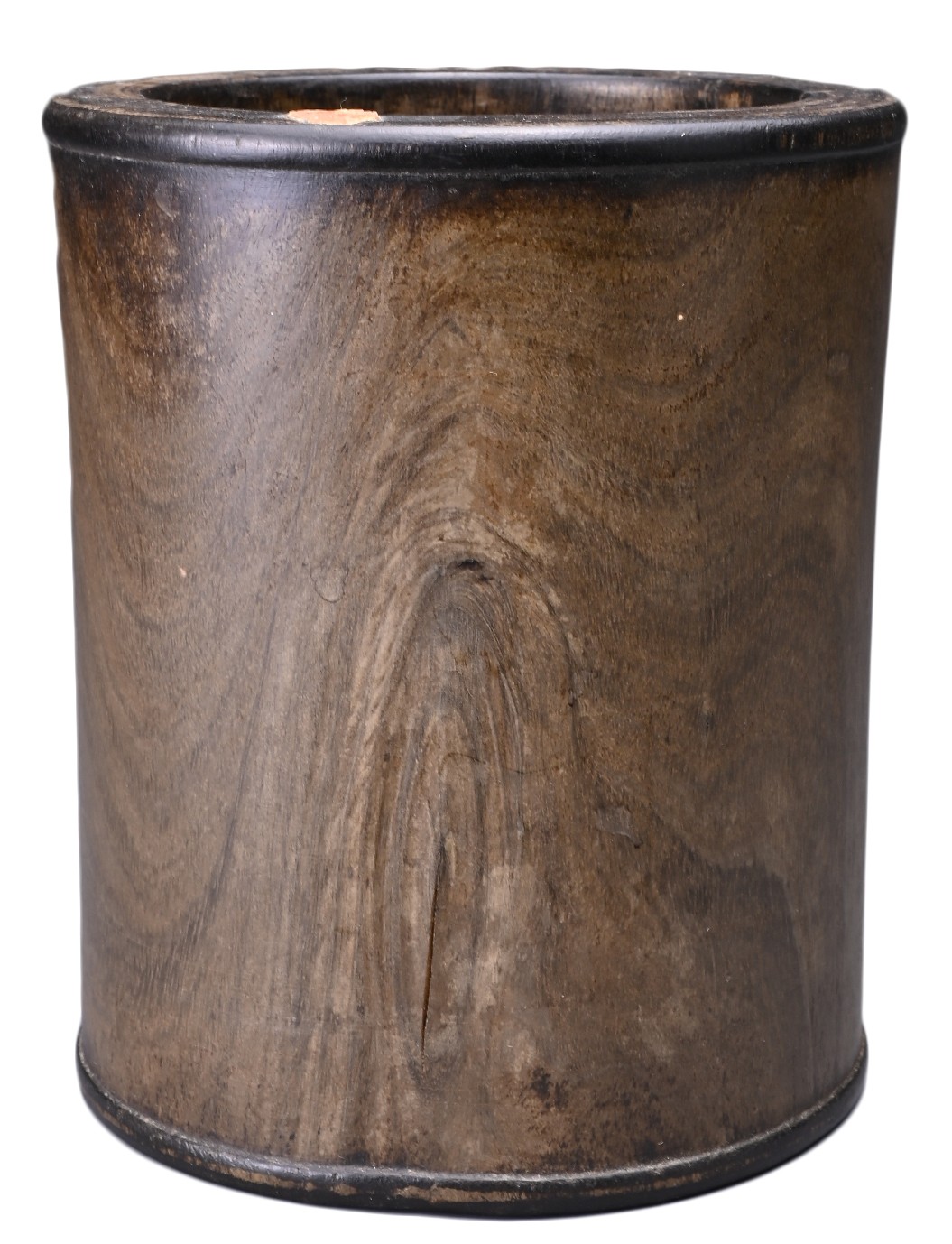 A CHINESE HARDWOOD BRUSH POT, BITONG, 19TH CENTURY. Of cylindrical form with slightly tapered