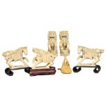 GROUP OF SIX CHINESE CARVED IVORY ITEMS, 19TH CENTURY. To include three carved models of