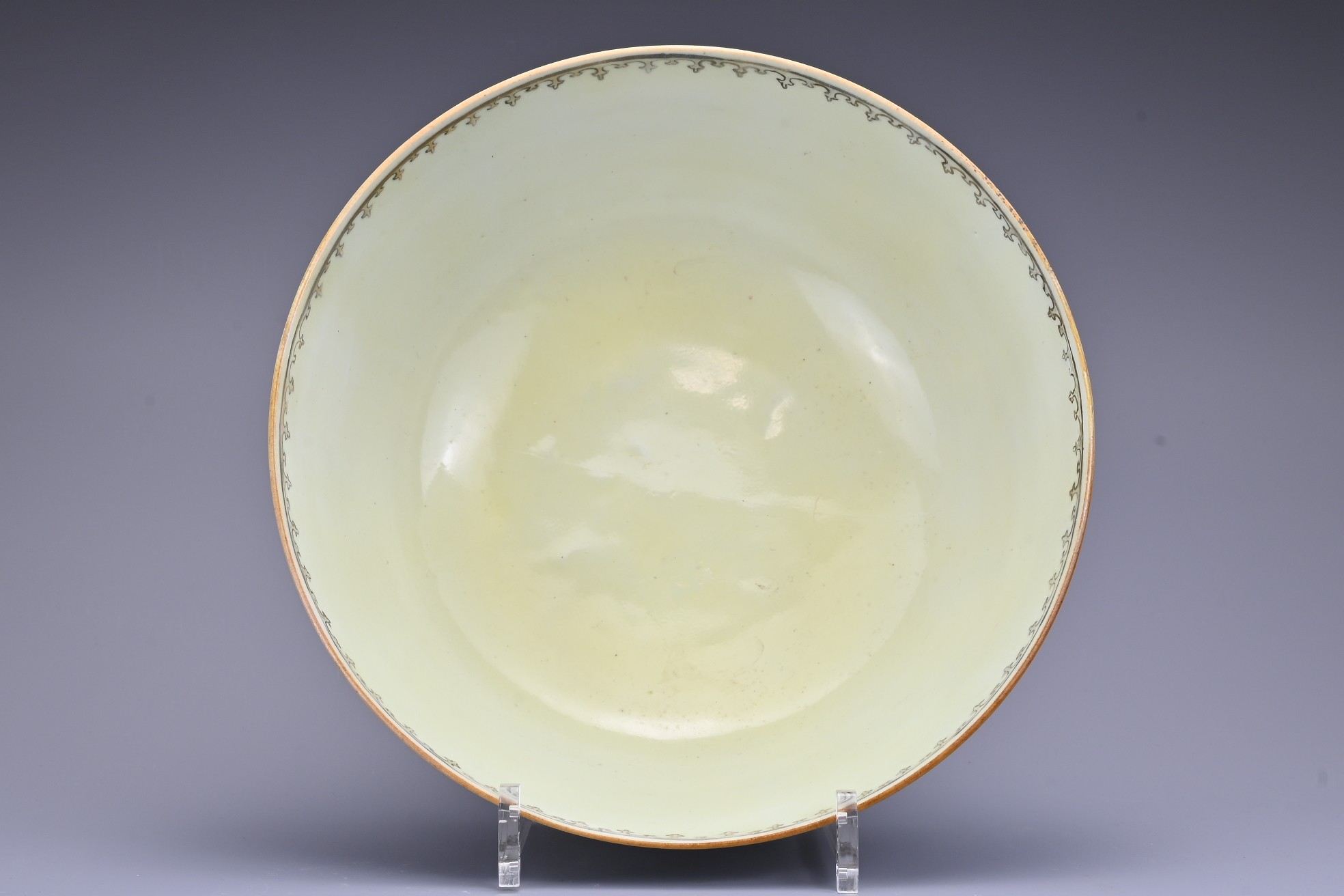 A CHINESE FAMILLE ROSE PORCELAIN PUNCH BOWL , 18TH CENTURY. Decorated to the exterior with various - Image 6 of 8