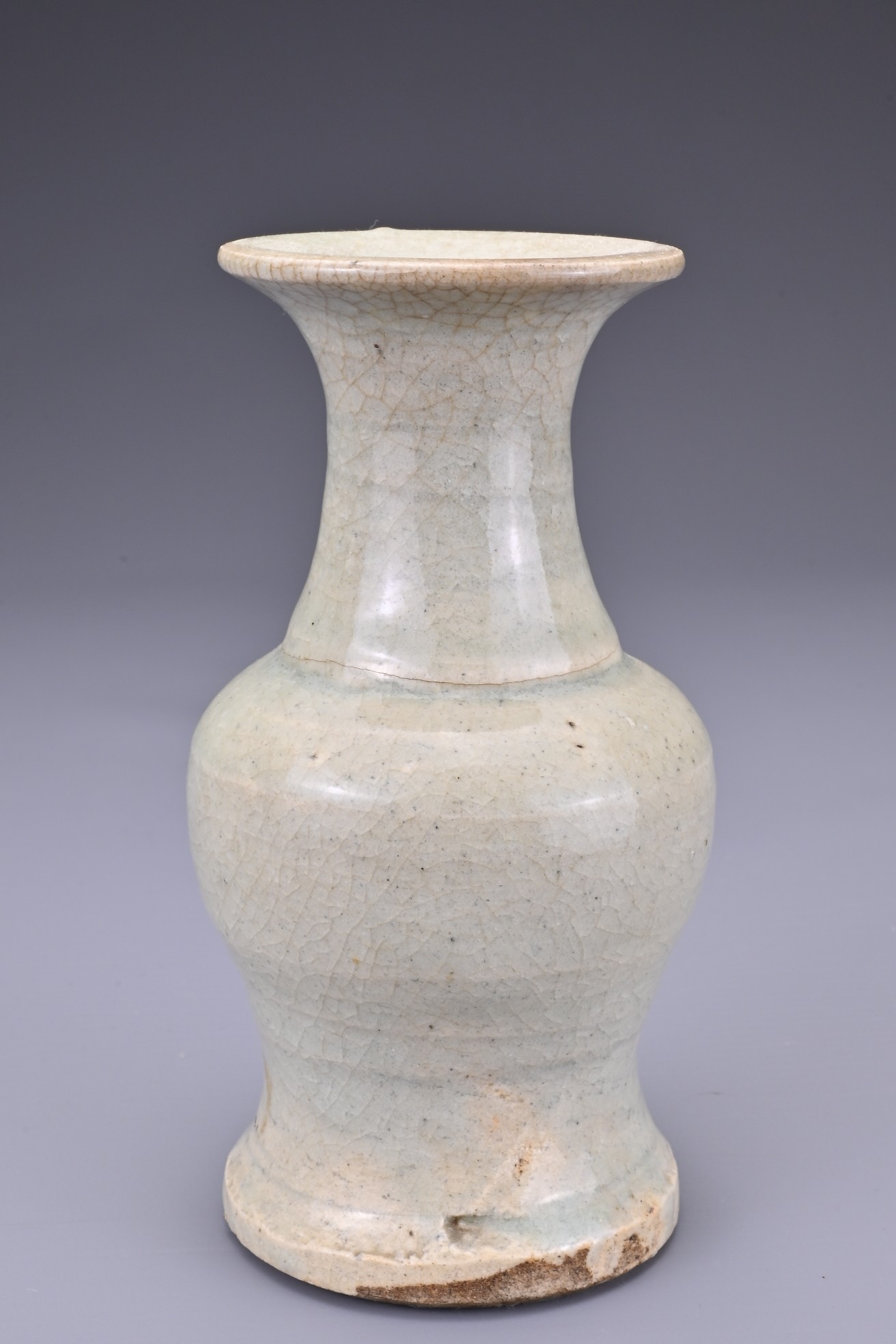 A CHINESE PALE CELADON VASE, LATE MING DYNASTY. Heavily potted with visible crackle throughout. 14. - Image 2 of 7