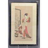 JAPANESE WOODBLOCK PRINT OR PAINTING ON SILK, CHOBUNSAI EISHI