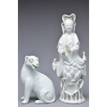 TWO CHINESE BLANC DE CHINE PORCELAIN FIGURES