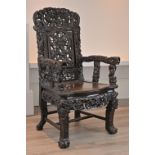 A CHINESE HARDWOOD ARMCHAIR, 19TH CENTURY