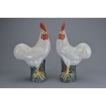 PAIR OF CHINESE EXPORT PORCELAIN MODELS OF ROOSTERS, EARLY 20TH CENTURY