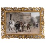 A FLORENTINE CARVED WOOD FRAME WITH PRINT AFTER S