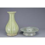 TWO CHINESE CELADON PORCELAIN ITEMS