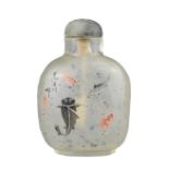 A CHINESE INSIDE-PAINTED GLASS SNUFF BOTTLE, TANG ZICHUAN C.1892-1896. Painted with fish, signed top