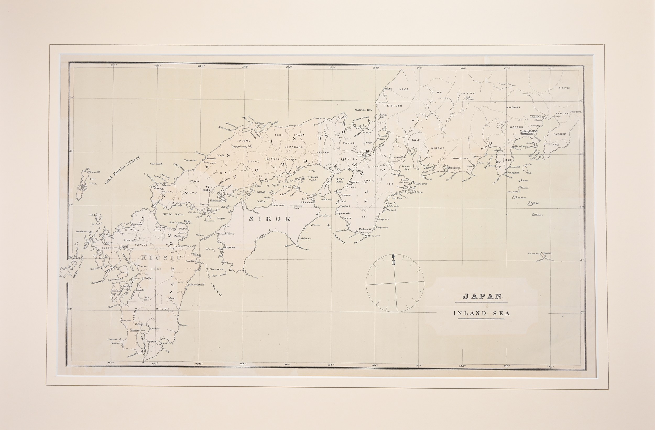 AN ANTIQUE PRINTED MAP 'JAPAN INLAND SEA' London C.1870-; Lithograph Original colour. A finely