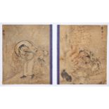 TWO CHINESE PAINTINGS, 18/19TH CENTURY. Figures with goats. Both pages signed with two red seals.