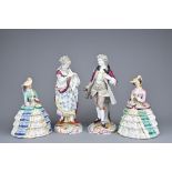 FOUR CERAMIC FIGURES TO INCLUDE: two continental figures of man and woman with 'AR' mark to base,
