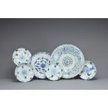 A GROUP OF CHINESE BLUE AND WHITE PORCELAIN DISHES, EARLY 19TH CENTURY. Each with floral and