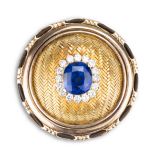 A 9.90CT BURMESE SAPPHIRE, DIAMOND AND GOLD PENDANT, WITH REPORT.