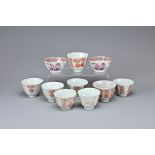 A GROUP OF TEN CHINESE PORCELAIN CUPS, 18/19TH CENTURY. To include two Qianlong period export