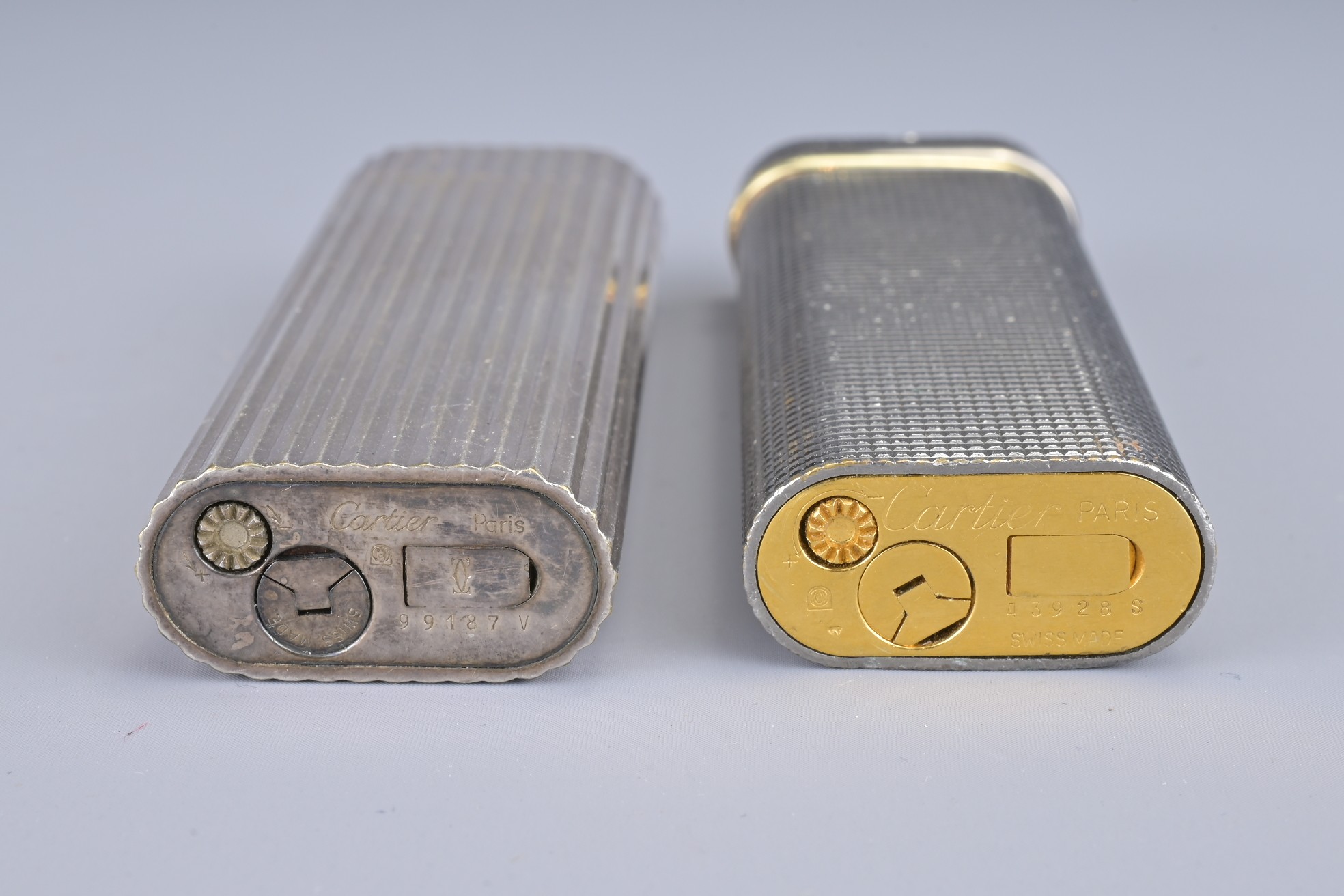 TWO VINTAGE CARTIER LIGHTERS. Marked Cartier Paris Swiss Made 99187 V and 43928 S. One with PWP - Image 3 of 4