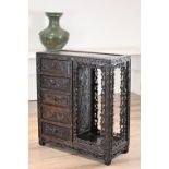 A CHINESE HARDWOOD, XUANJI WOOD, CABINET, 19/20TH CENTURY. Well carved heavy rectangular form