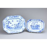 TWO CHINESE BLUE AND WHITE PORCELAIN DISHES, 18TH CENTURY. To include a large octagonal deep serving