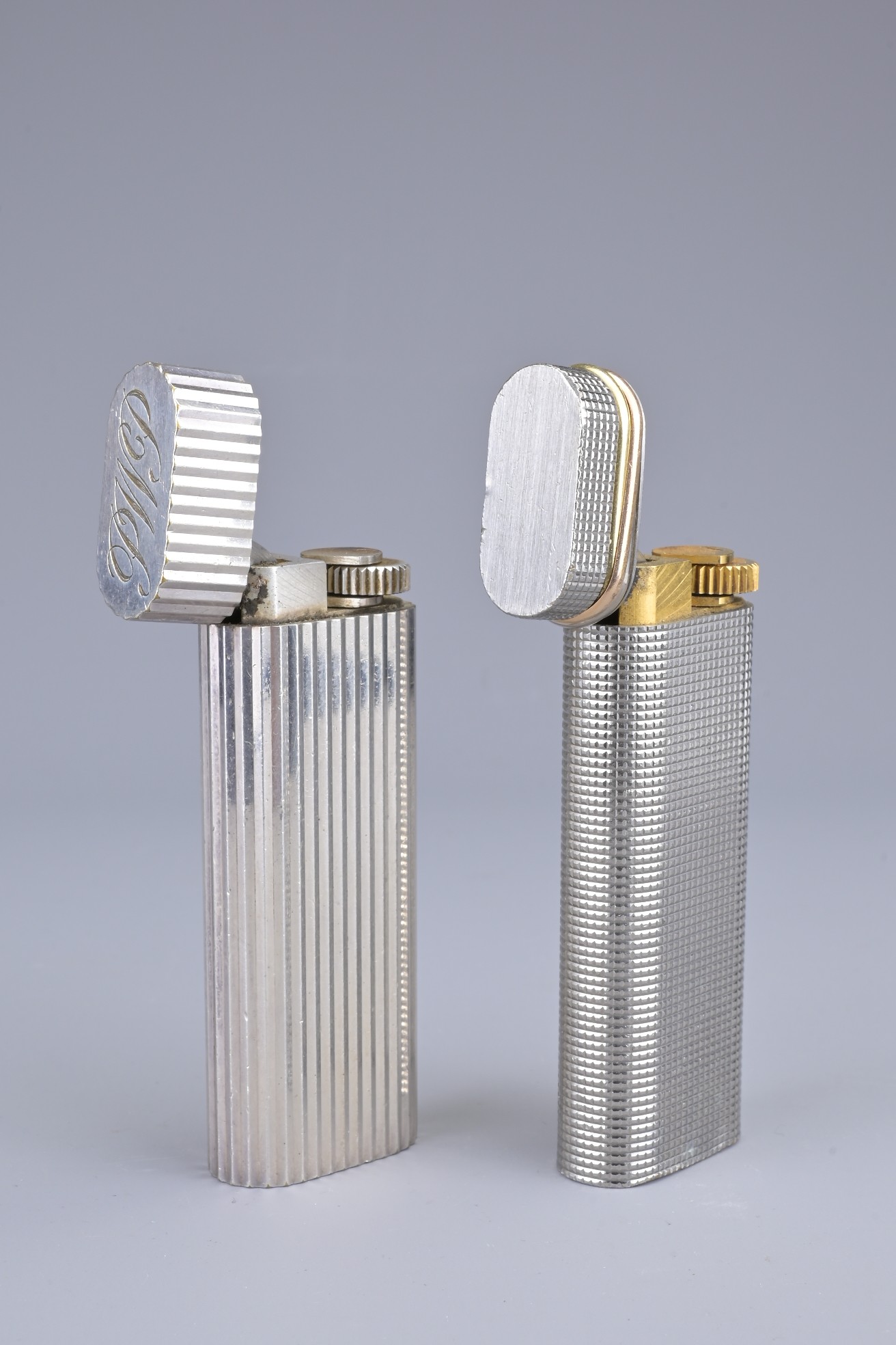 TWO VINTAGE CARTIER LIGHTERS. Marked Cartier Paris Swiss Made 99187 V and 43928 S. One with PWP - Image 4 of 4