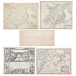 FIVE 18TH-19TH CENTURY PRINTED MAPS OF CHINA. Comprising: an example by H. A. Chatelain, HABILLEMENS