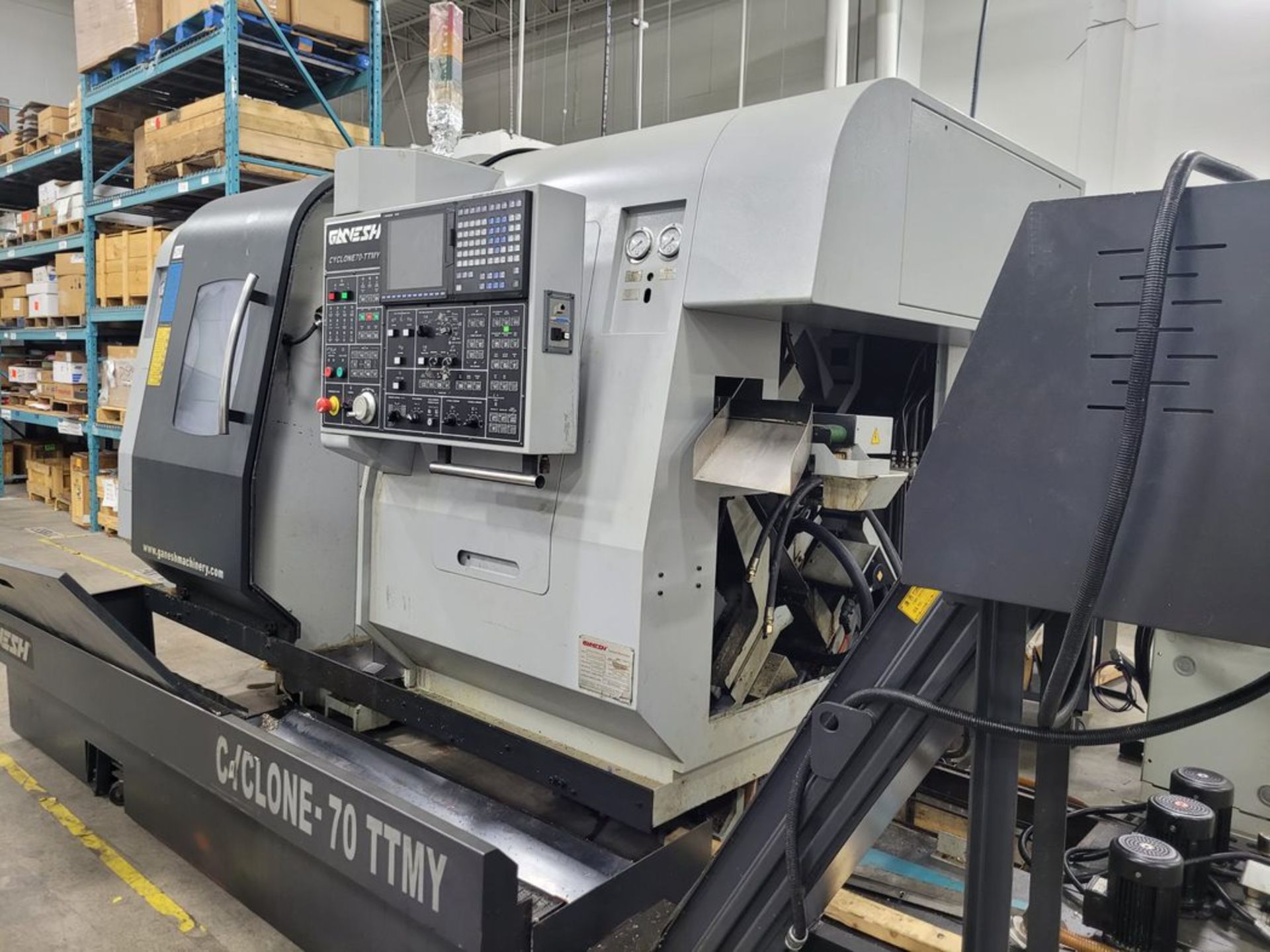 2013 GANESH CYCLONE 70-TTMY CNC Twin Turret Twin Spindle Live Tooling Y-Axis, With Bar Feeder - Image 9 of 28