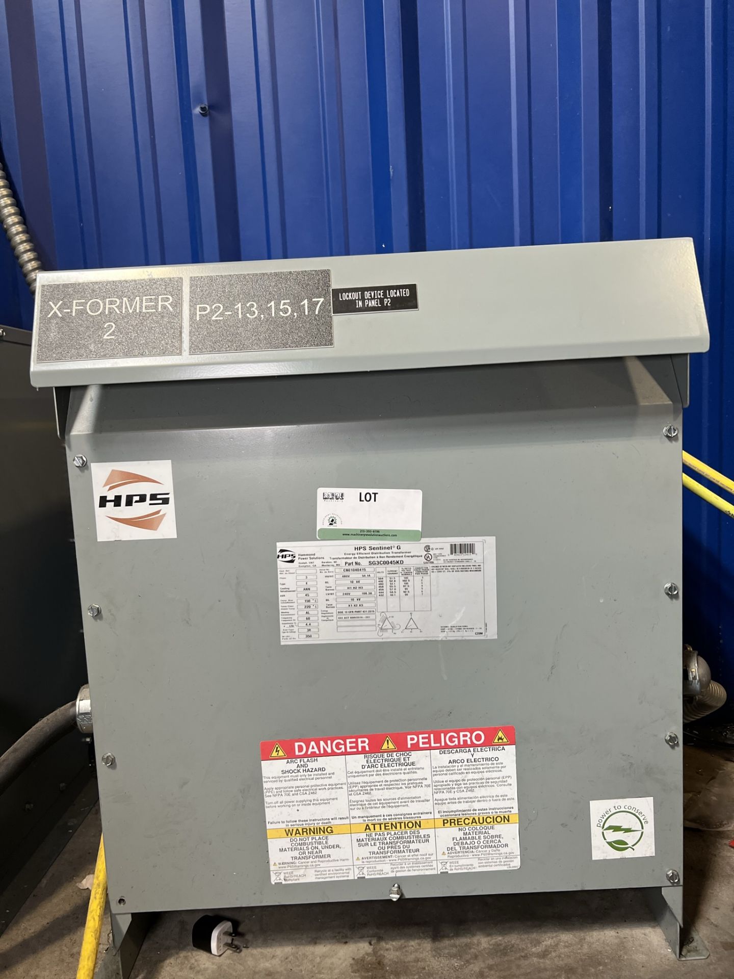 HPS Sentinnel G PHASE 3 480V Transformer