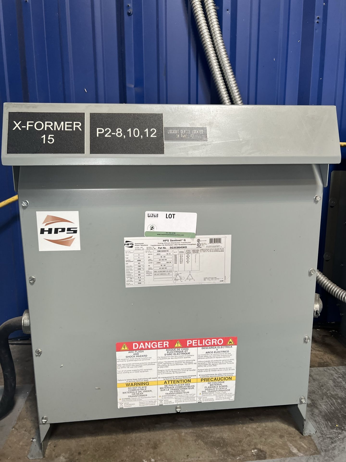 HPS Sentinnel G PHASE 3 480V Transformer