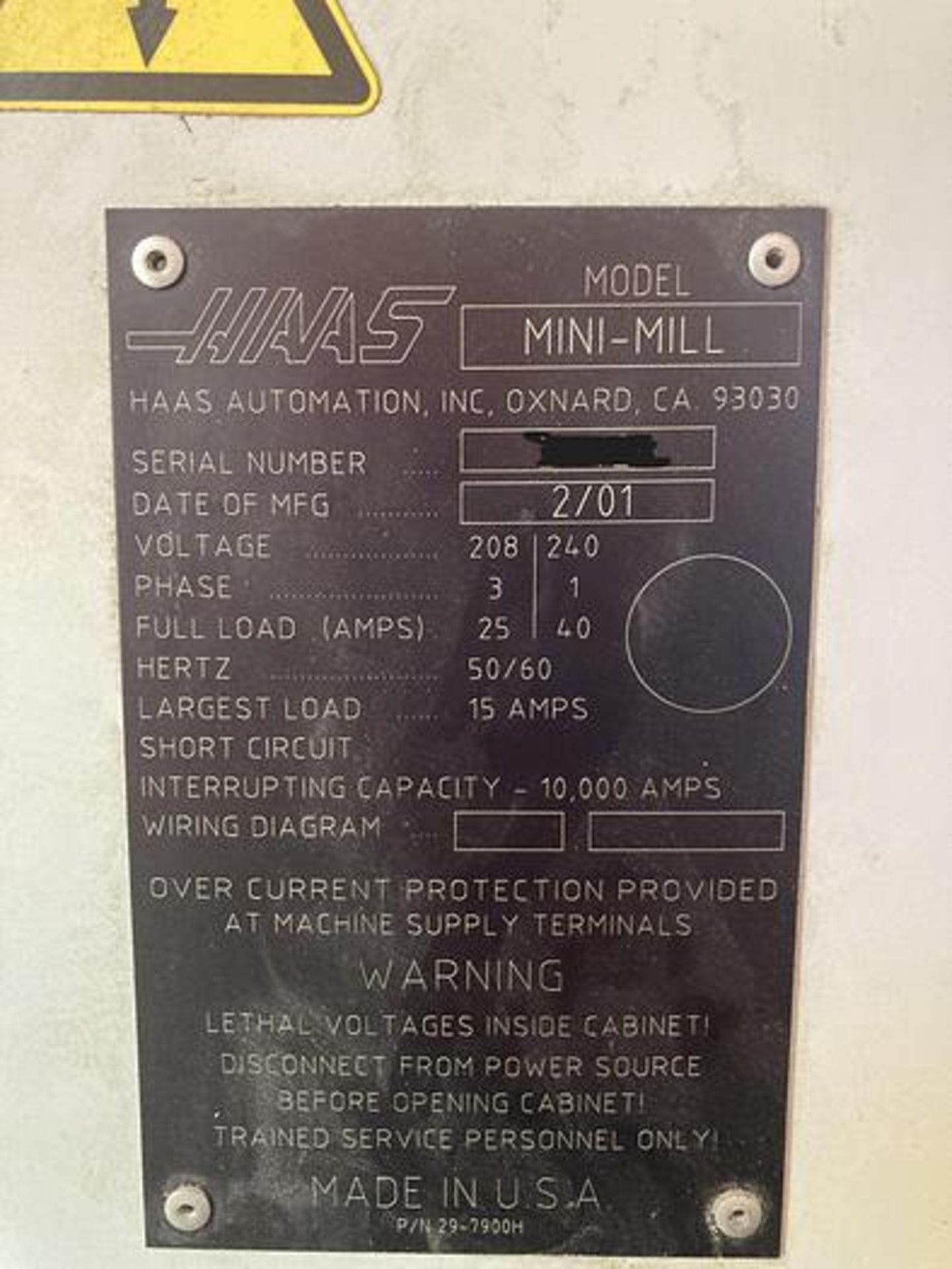 2001 HAAS MINI MILL CNC Vertical Machining Center - Image 7 of 8