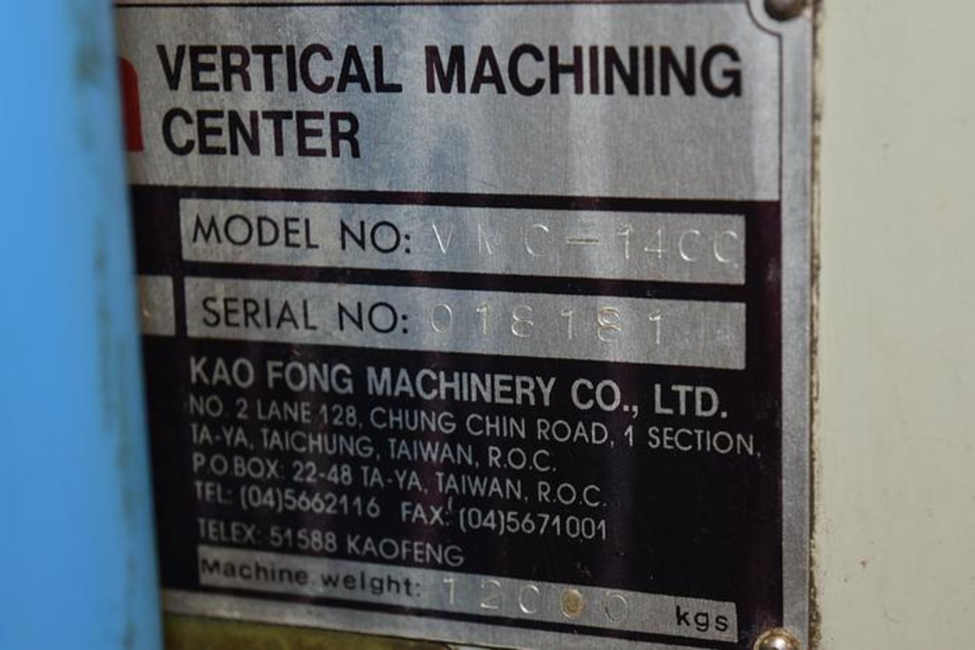 1996 KAO Fong Femco VMC-1400 4-Axis CNC Vertical Machining Center - Image 11 of 12