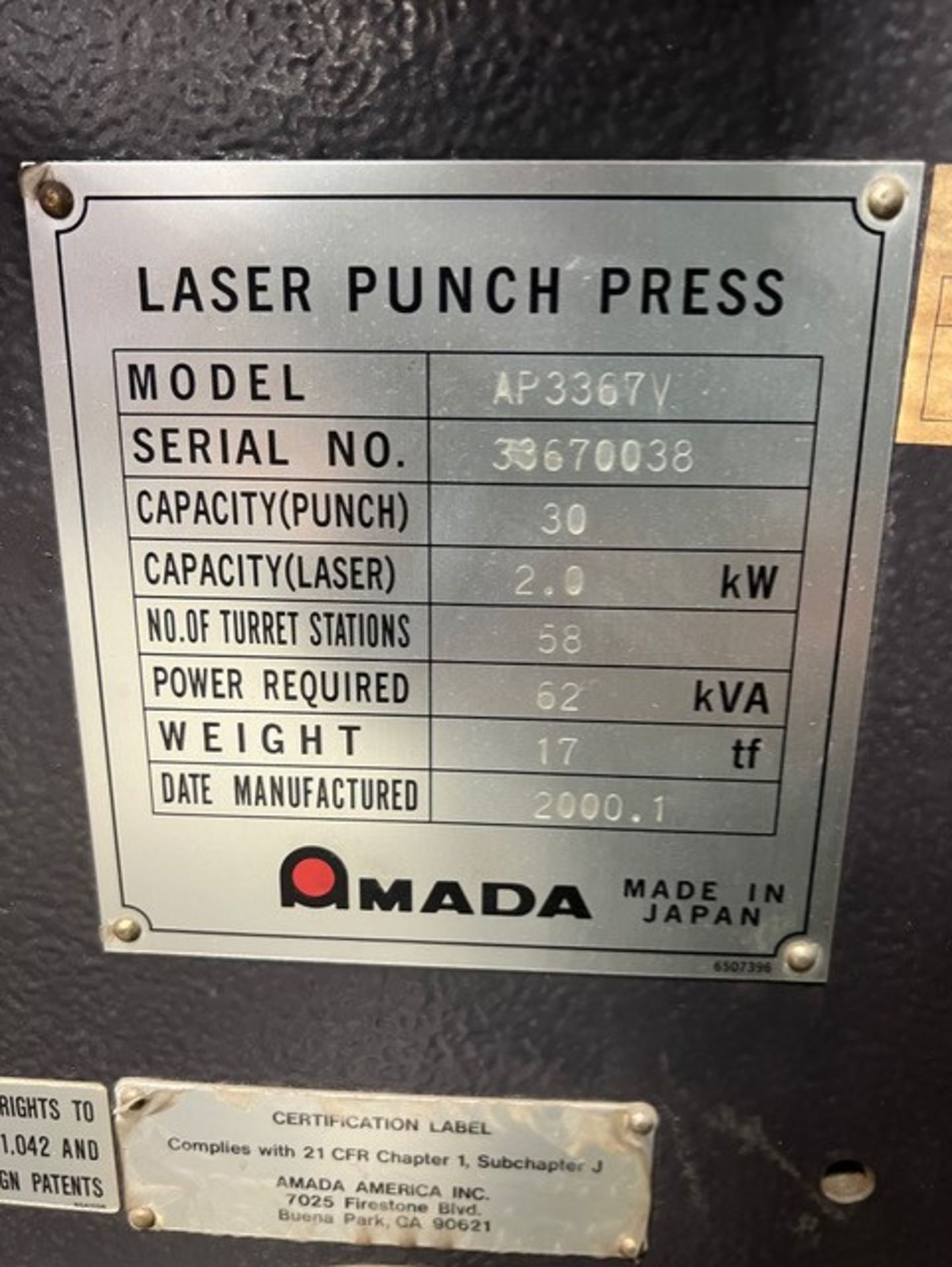 2000 AMADA Apelio III 3367V Punch/Laser Combination - Image 10 of 11