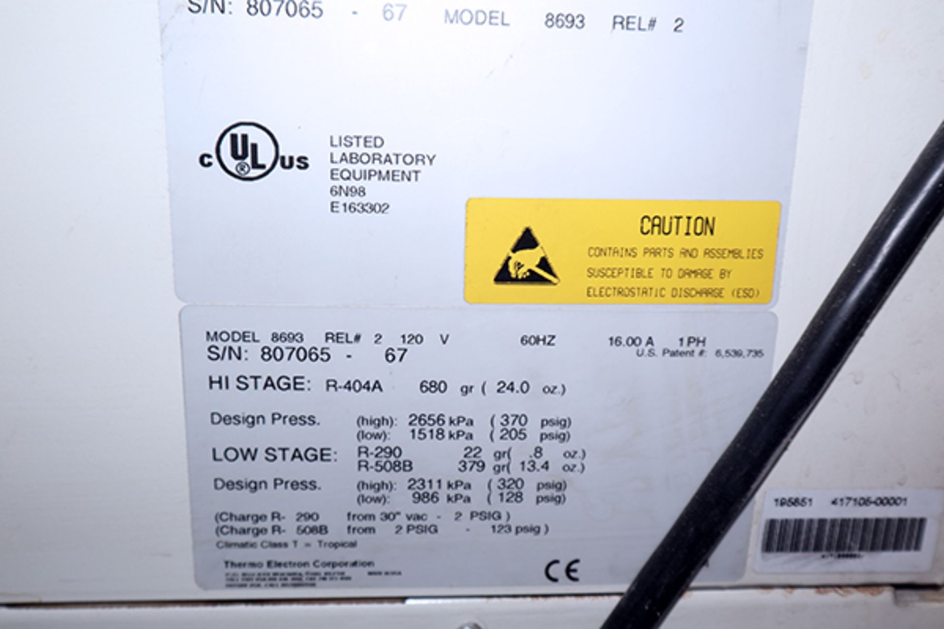 Thermo Electron Corporation Forma 8693 -86C ULT Lab Freezer - Image 10 of 11