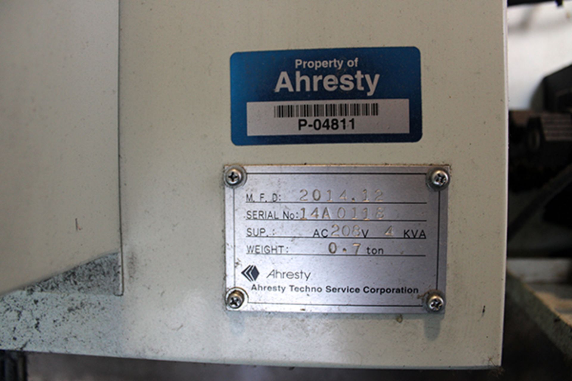 Ahresty 0.7 Ton Quality Assurance Machine (2014) - Image 10 of 12