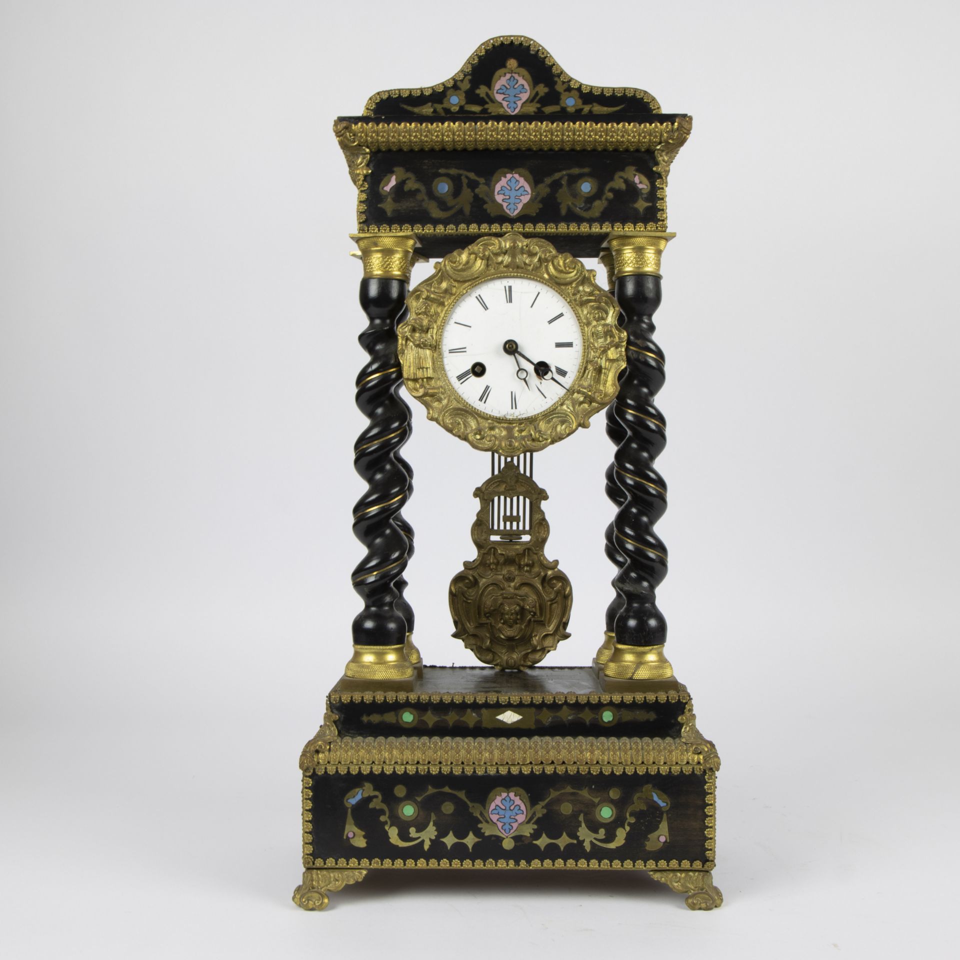 Napoleon III clock with marquetry