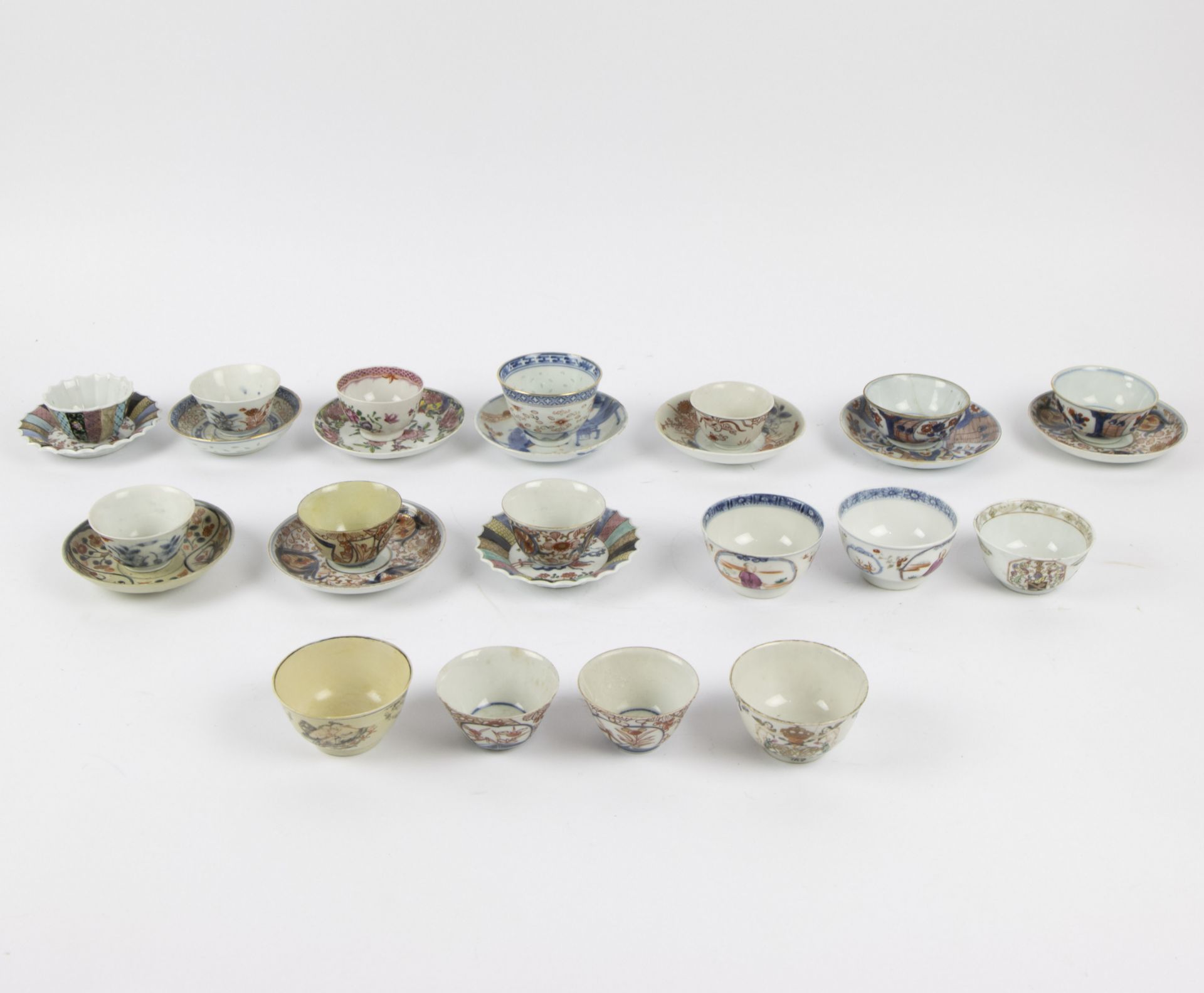 A collection of Chinese cups and saucers 18th century