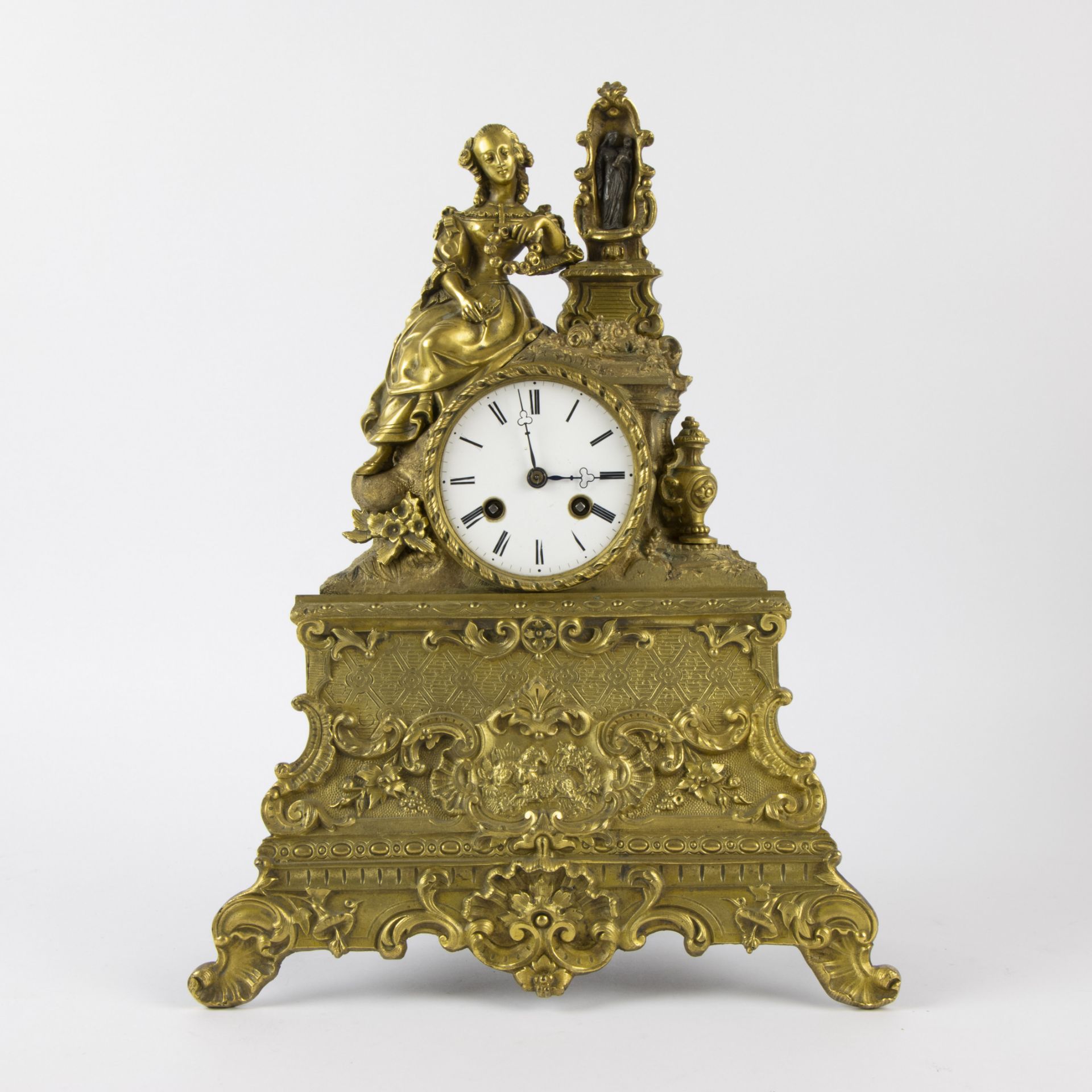 Bronze romantic mantel clock 19th century