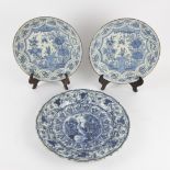 Collection of 3 Delft plates 18th century