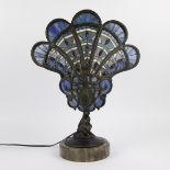 Tiffany Style Stained glass PEACOCK LAMP
