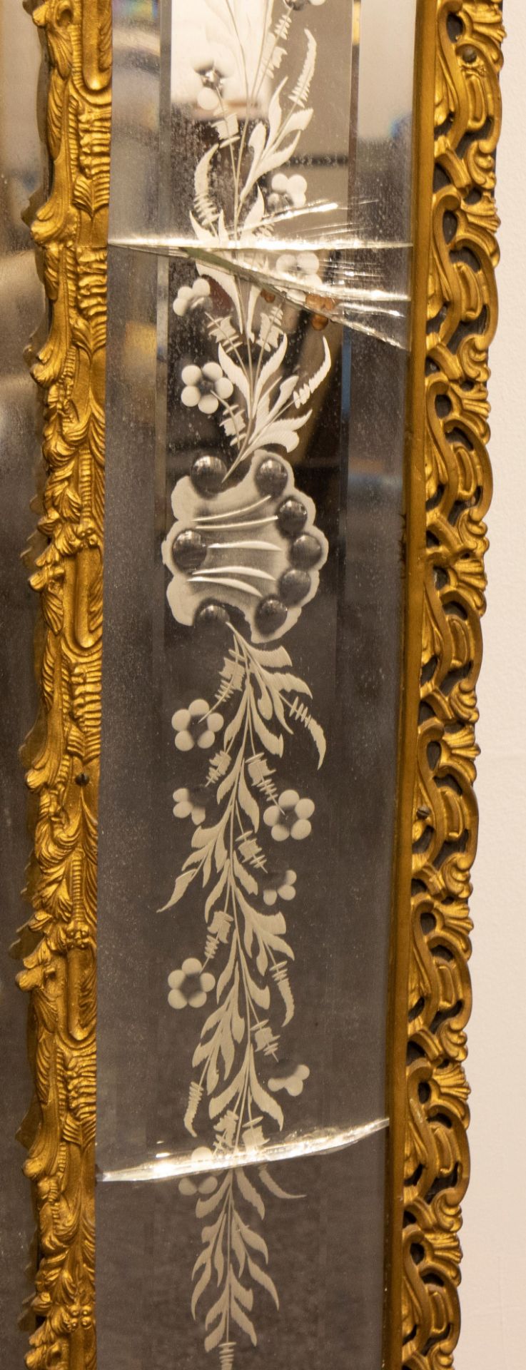 Antique Rococo style bronze mirror with cut glass motifs - Bild 3 aus 4