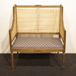 Gilded two-seater with wickerwork style Louis XVI